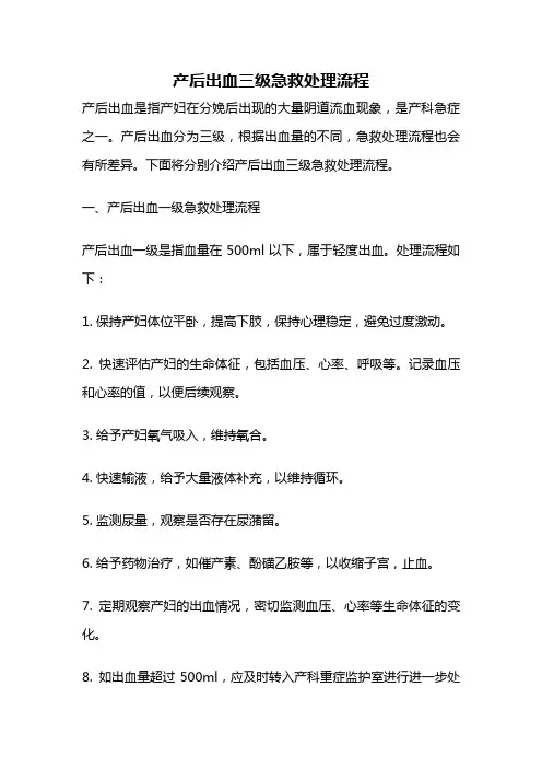 产后出血三级急救处理流程