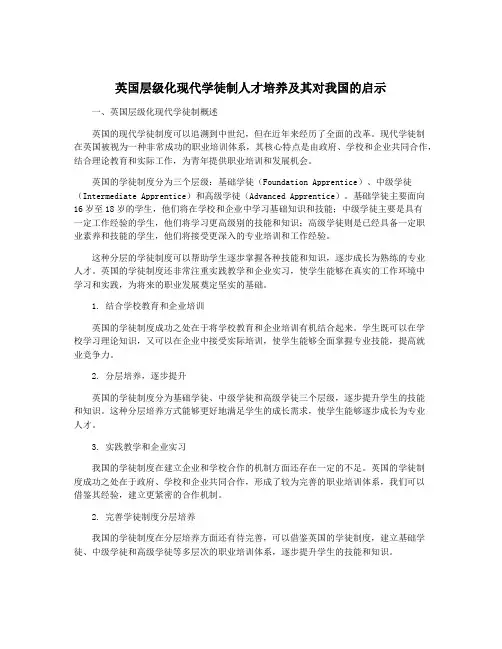 英国层级化现代学徒制人才培养及其对我国的启示