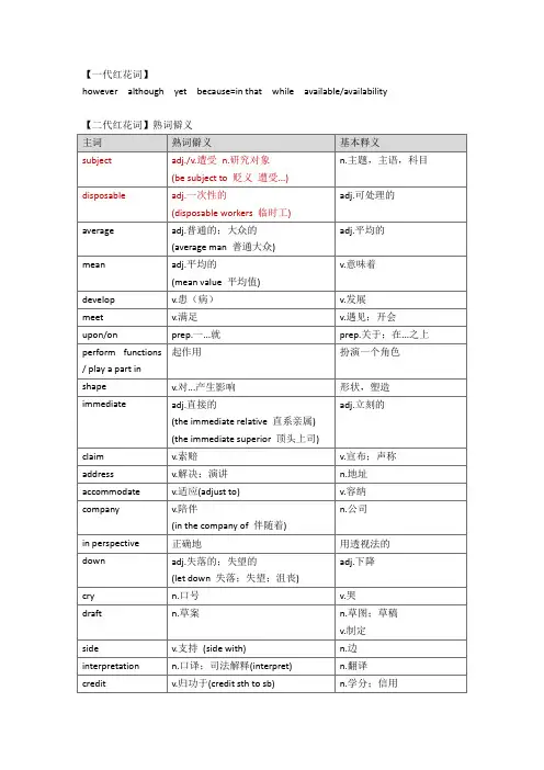 考研英语完型红花绿叶词汇