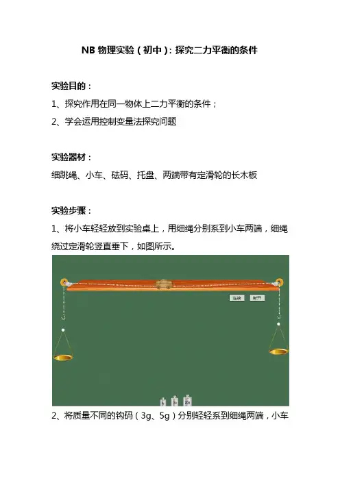 NB物理实验(初中)：探究二力平衡的条件