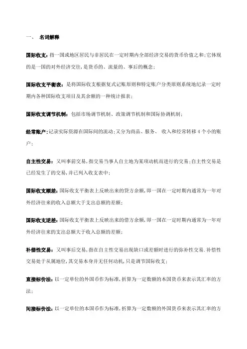 国际金融的名词解释