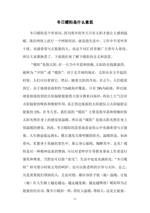 冬日暖阳是什么意思
