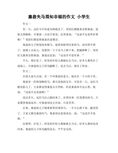 塞翁失马焉知非福的作文 小学生