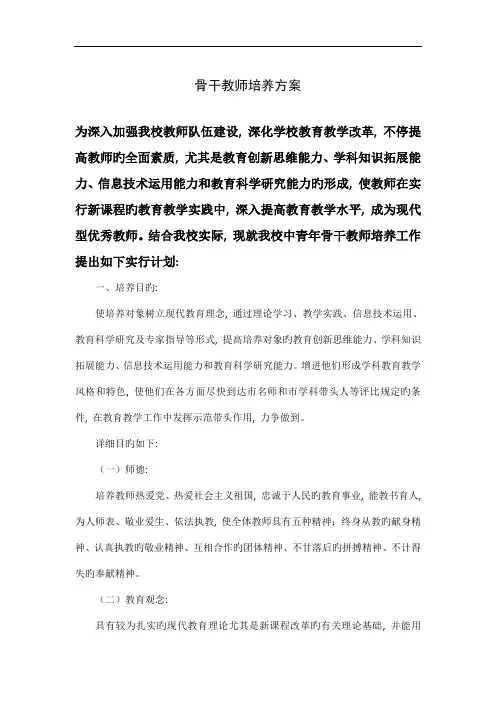 骨干教师培养方案