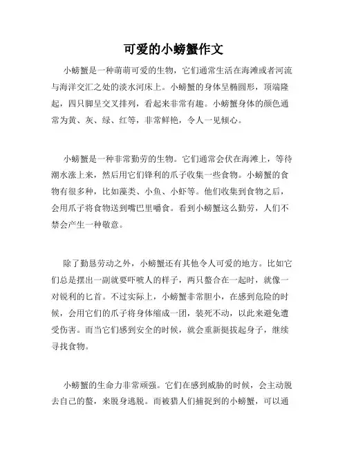 可爱的小螃蟹作文