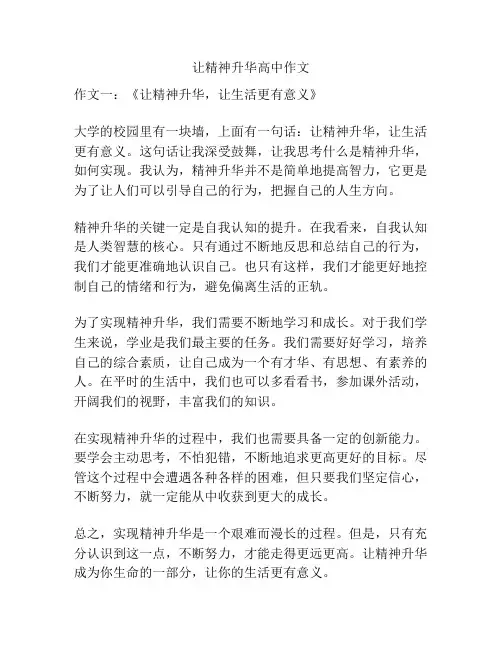 让精神升华高中作文