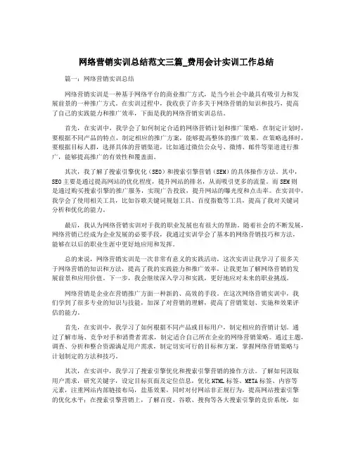 网络营销实训总结范文三篇_费用会计实训工作总结