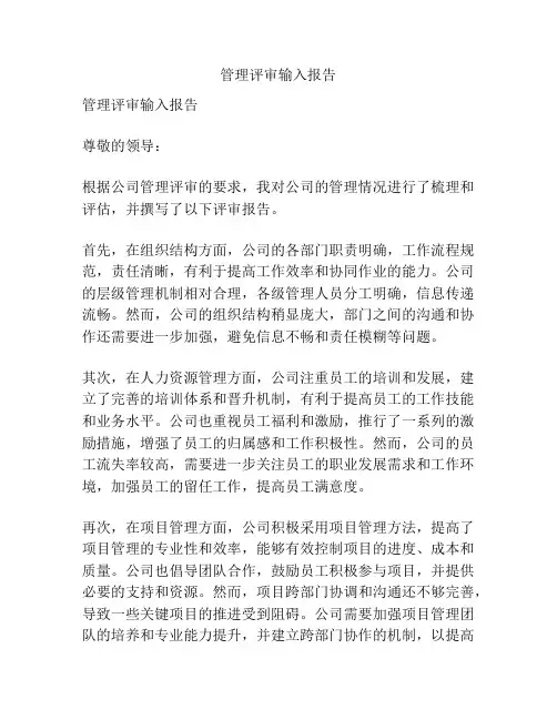 管理评审输入报告