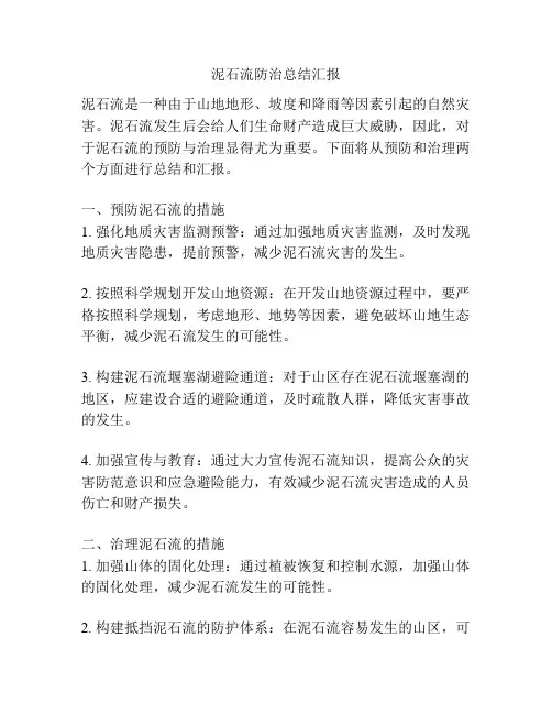 泥石流防治总结汇报