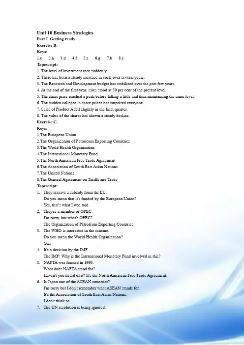 课文听力文本-Unit-10-Business-Strategies