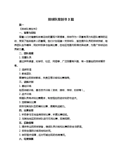 排球队策划书3篇