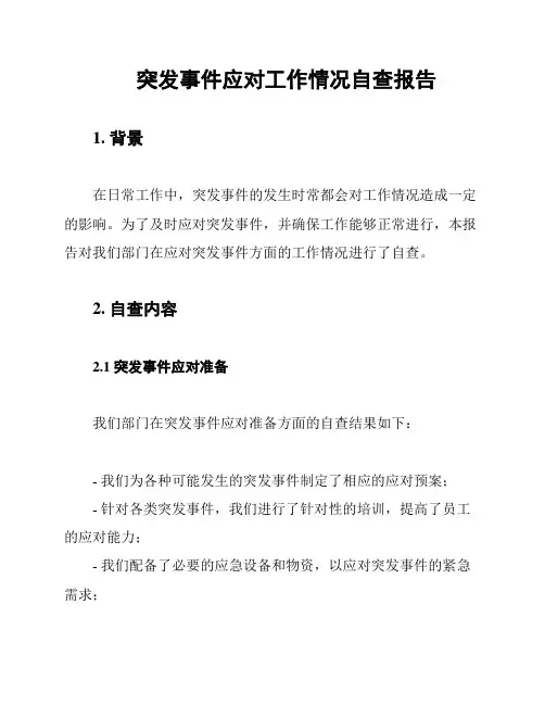 突发事件应对工作情况自查报告