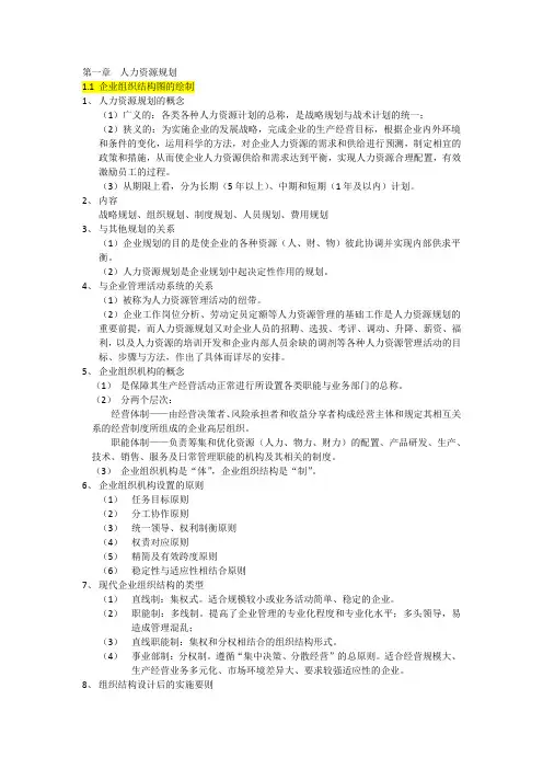 人力资源三级考试精讲笔记