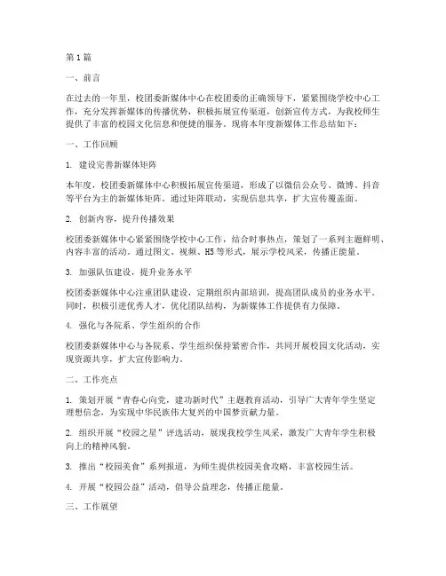 校团委新媒体年度总结(3篇)