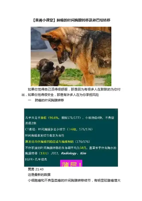 【黄勇小课堂】肺癌的叶间胸膜转移及淋巴结转移