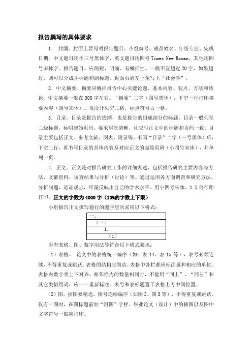 报告撰写的具体要求