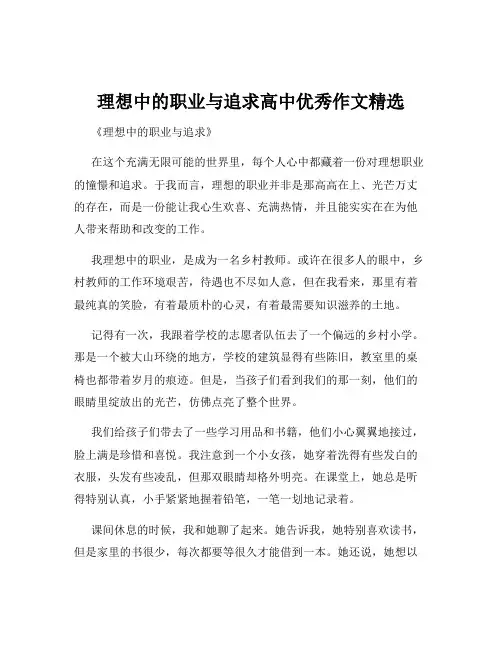 理想中的职业与追求高中优秀作文精选