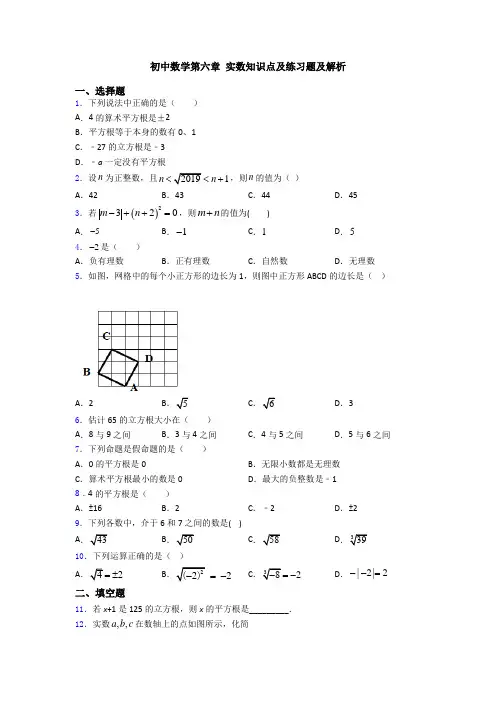 初中数学第六章 实数知识点及练习题及解析