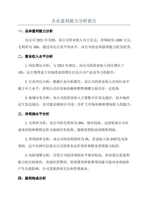 企业盈利能力分析报告