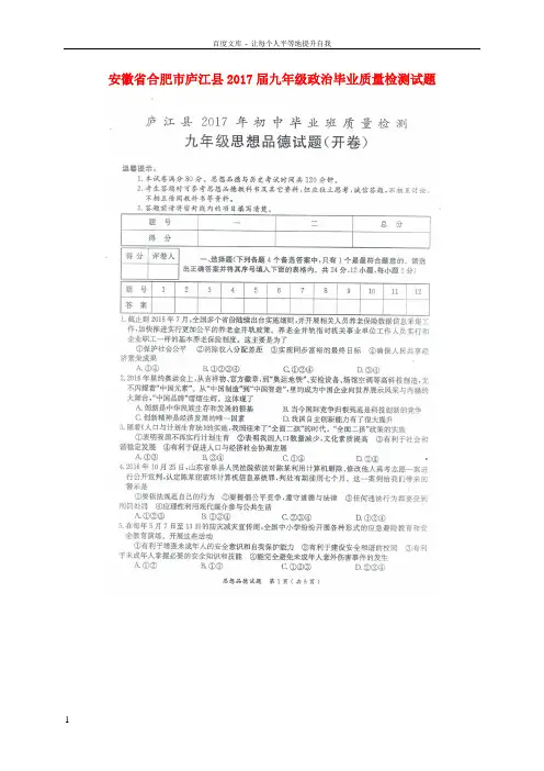 九年级政治毕业质量检测试题扫描版