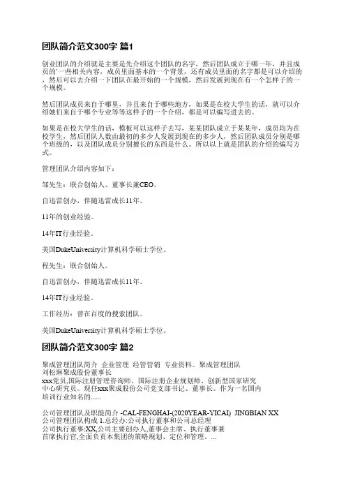 团队简介范文300字(优选5篇)