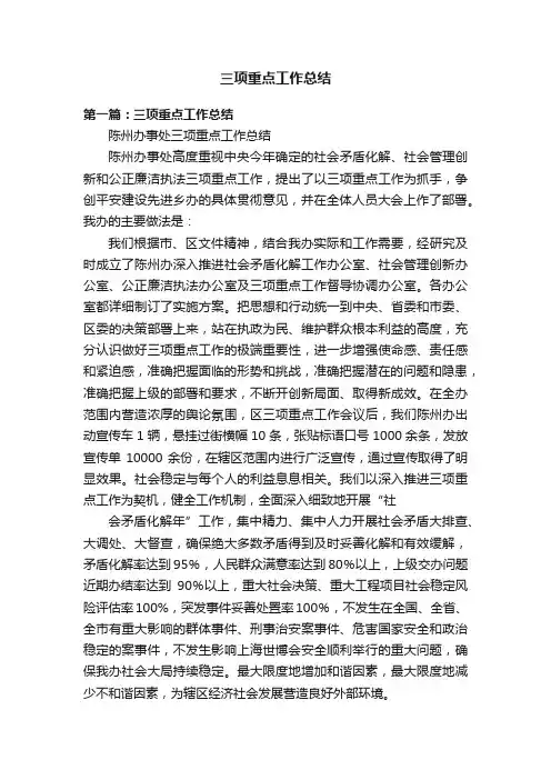 三项重点工作总结