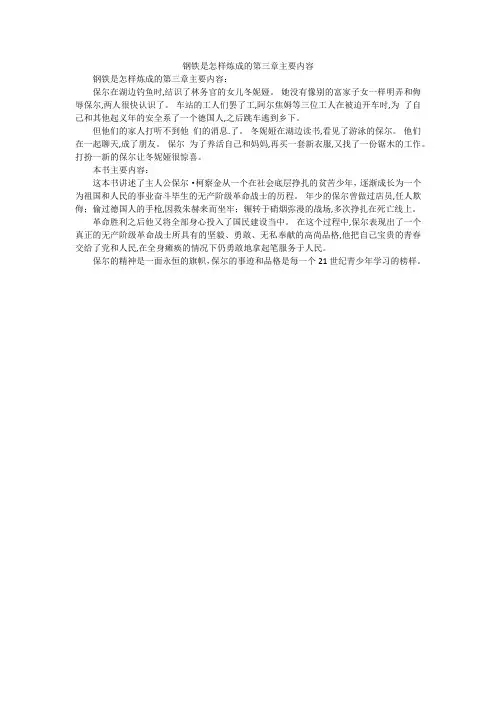 钢铁是怎样炼成的第三章主要内容