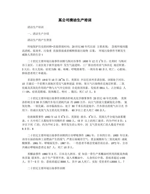 某公司清洁生产培训