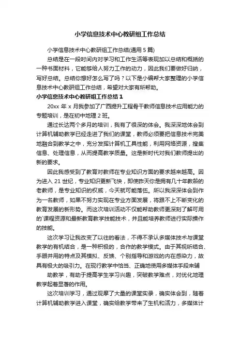 小学信息技术中心教研组工作总结