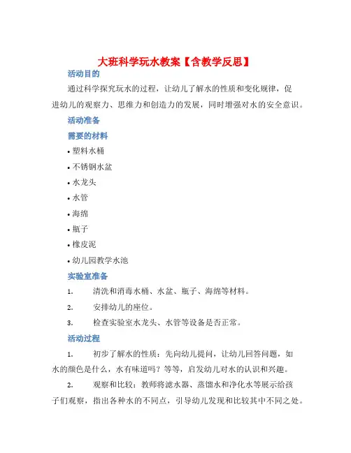 大班科学玩水教案【含教学反思】