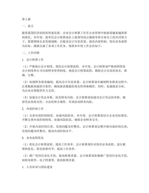 核算年度总结报告(3篇)