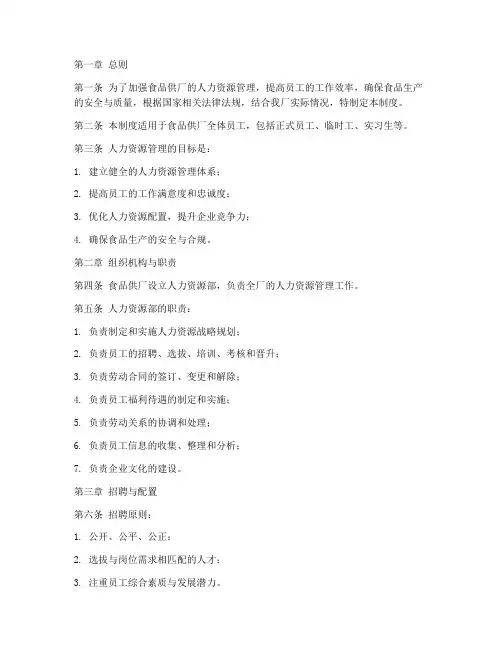 食品供厂人力管理制度