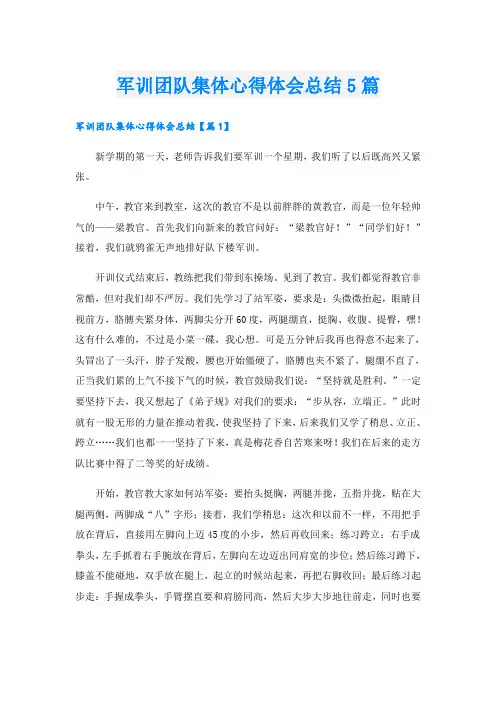 军训团队集体心得体会总结5篇