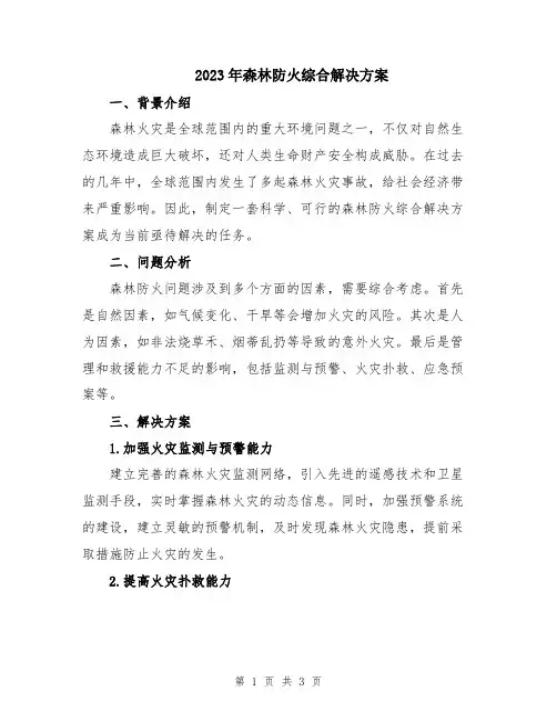 2023年森林防火综合解决方案