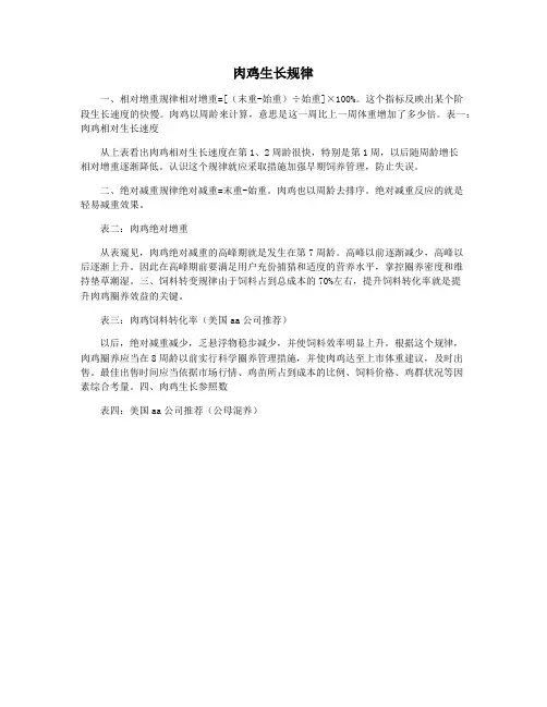 肉鸡生长规律