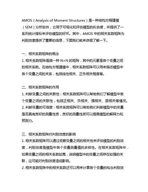 amos 相关系数矩阵 判别效度