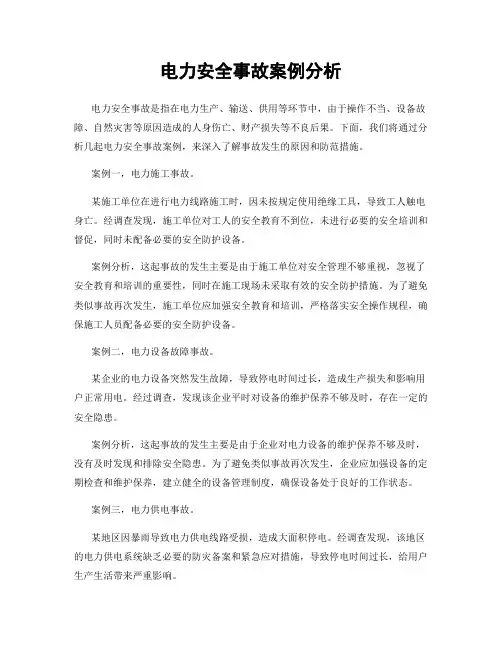 电力安全事故案例分析