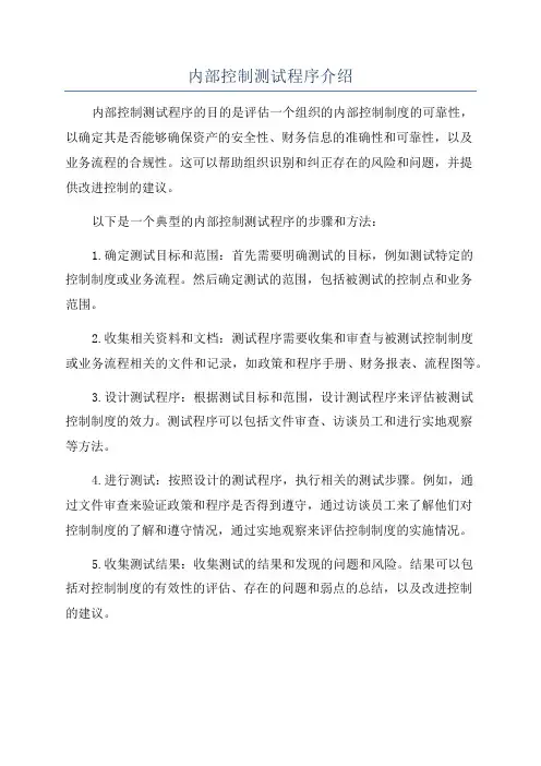 内部控制测试程序介绍
