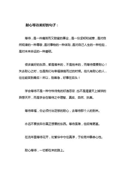 耐心等待美好的句子