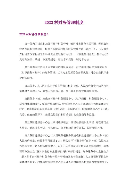 2023村财务管理制度