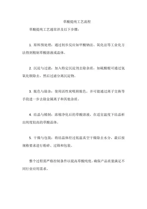 草酸提纯工艺流程