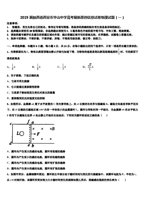 2025届陕西省西安市华山中学高考最新原创信息试卷物理试题(一)