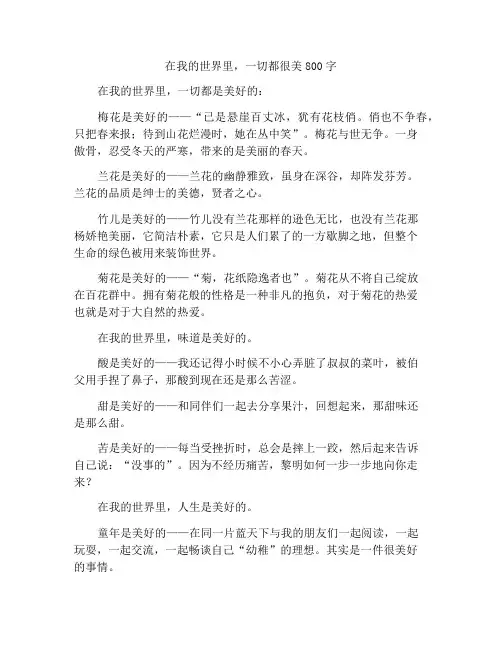 在我的世界里,一切都很美好作文800字