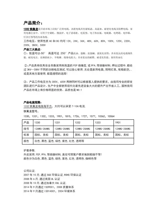 铁氟龙电线UL1332