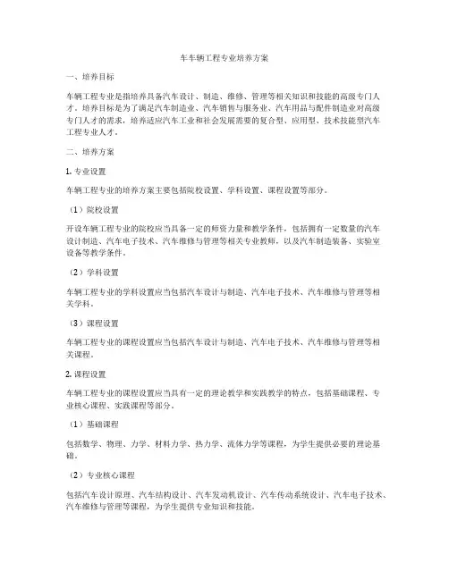 车车辆工程专业培养方案