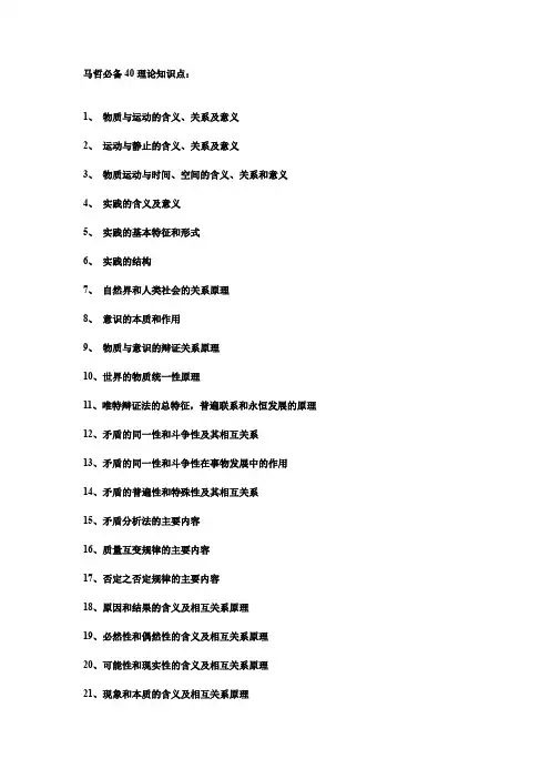 马哲必备40理论知识点