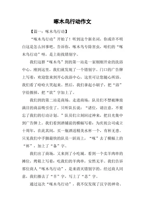 啄木鸟行动作文