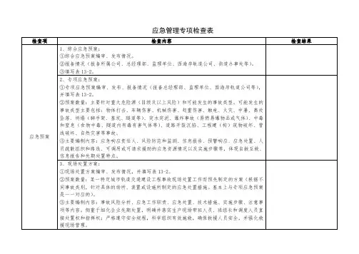 应急管理及分包管理专项检查表