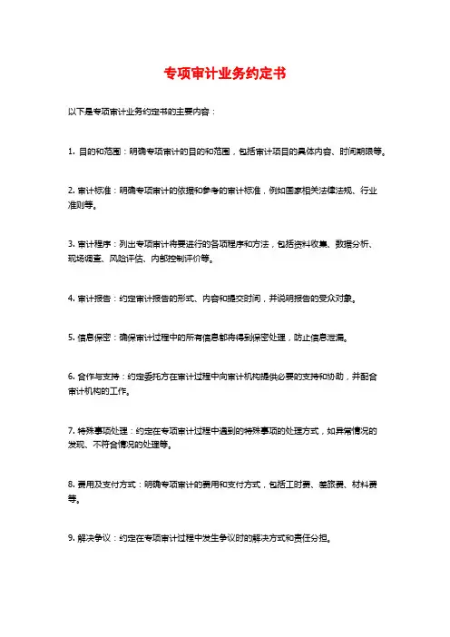 专项审计业务约定书