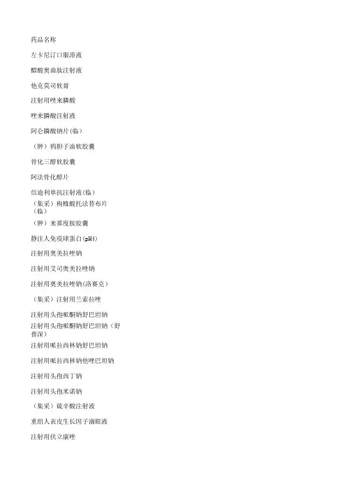 医院医保限制用药名单